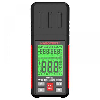 OEM Higrometro - Pantalla Lcd 2,25 Pulgadas - Retroiluminacion Tricolor - 7 Escalas De Calibracion - Para Madera Y Yeso - Tipo Con Agujas - Funciona Con P
