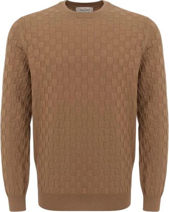 Gran Sasso Gebreide kleding - Heren - Ronde hals truien - Bruin - 2XL - Katoen - Truien & Vesten