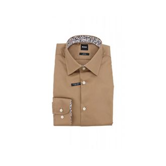 HUGO BOSS Hank Slim Fit Overhemd - Heren - Casual Overhemden - Bruin - M - Leer - Overhemden