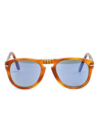 Persol folding round sunglasses - men - Acetate - 54 - Brown