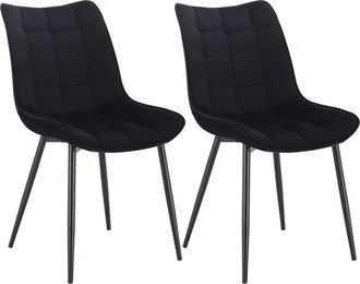 Woltu Pack De 2 Sillas De Comedor Asiento De Terciopelo Silla Dise&ntilde;o Ergonomico Silla Tapizada Estructura Met&aacute;lica Sill&oacute;n Con Respaldo Silla De Cocina Negro