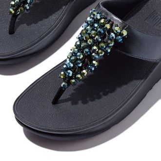 FitFlop Rumba Iridescent beaded toe-post sandals in Metallic Midnight Navy at Nordstrom, Size 11