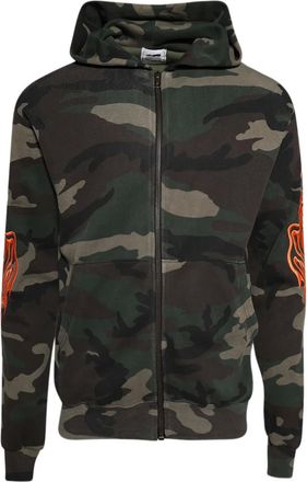 Warren Lotas camouflage-print zip-up hoodie - men - Fabric - M - Green
