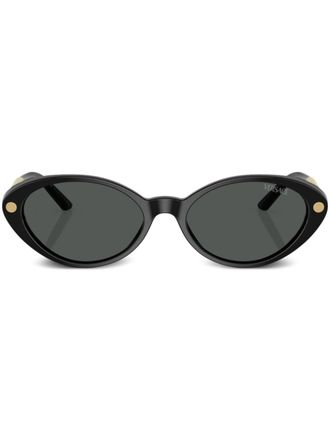 Versace Occhiali da sole cat-eye con applicazione Greca - Nero