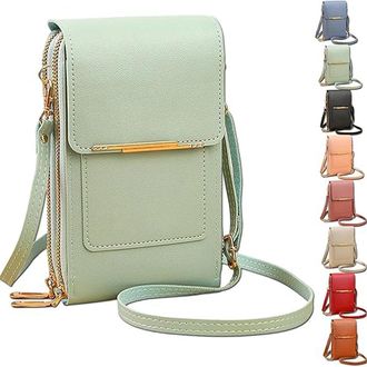 Generic 2026 New Anti-Theft Leather Bag for Women, Womens Touch Screen Mobile Phone Messenger Bag, Fashion Key Change Bag (Light Green)