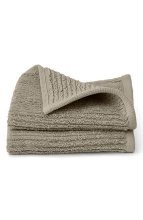 Boll & Branch Set of 2 Ribbed Organic Cotton Washcloths in Oak at Nordstrom