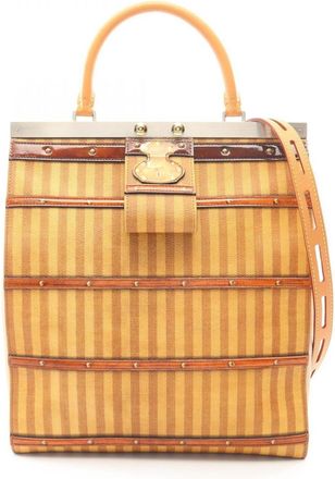 Louis Vuitton Brown Coated Canvas Leather Handbag Tote Bag (Pre-Owned)