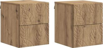 vidaXL Mesita De Noche De Pared 2 Uds. Roble Artisan 34,5 X 33 X 40 Cm Vidaxl