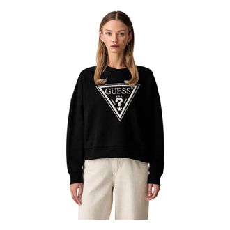 Guess Triangle Glitter Sweatshirt - Dames - Sweatshirts - Zwart - M - Katoen - Hoodies & sweatvesten