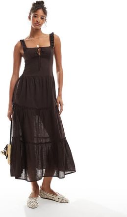 Cotton On Skye - Vestito lungo a corsetto color rovere scuro-Marrone