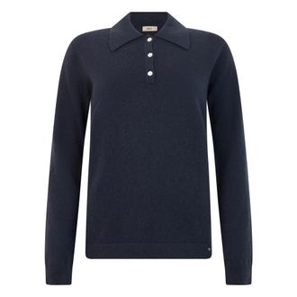 Herno Tops, Dames, Blauw, M, Wol, Lange mouwen Polo