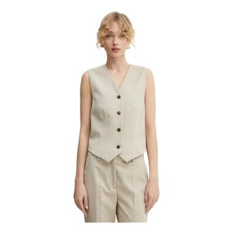 By Malene Birger Occa Waistcoat - Dames - Jassen - Beige - Maat: M Zijde