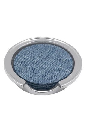 Mariposa Faux Grasscloth Signature Coaster Set in Blue at Nordstrom