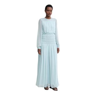 Twinset Abito Lungo con Corpetto Arricciato - - Dresses - Donna - Blu - M