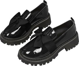 Generic Single Shoes for Women in Plus Size for Spring and Autumn New Thick British Style One Foot Small Leather Shoes Heels for Women Wide Width (Clear, 3.5)