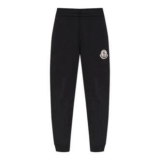 Moncler Sweatpants met logopatch - Heren - Broeken - Zwart - Maat: M Katoen