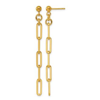 Diamond2Deal 14K Yellow Gold Paperclip Link Drop Dangle Earrings