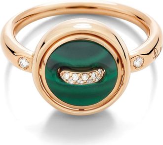 POMELLATO Pom Pom Dot Malachite & Mother of Pearl Ring in 18K Rose Gold/Malachite at Nordstrom, Size 7.25