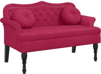 vidaXL Banco Con Cojines Terciopelo Rojo Tinto 120,5x65x75 Cm Vidaxl