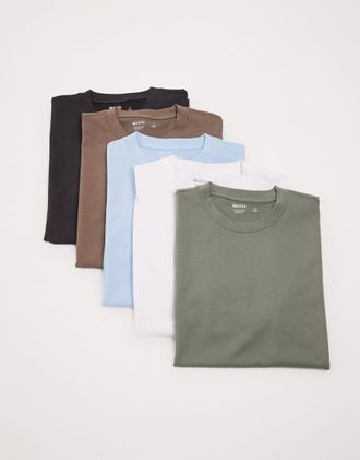 Hollister Confezione da 5 T-shirt a maniche corte tonalit&agrave; neutra/blu/verde-Multicolore
