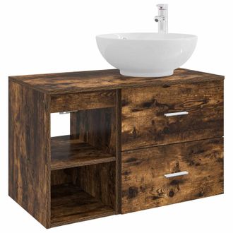vidaXL Juego De Muebles De Ba&ntilde;o 2 Pcs Roble Ahumado Vidaxl