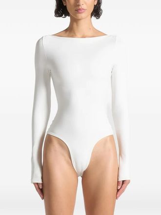 Mani&egrave;re De Voir Eva boat-neck long-sleeve bodysuit - women - Viscose/Nylon - 14 - White