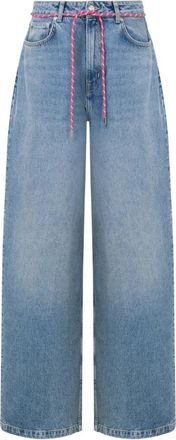 Moschino Oversize Denim Jeans met Logo Patch - Dames - Regular Fit Jeans - Blauw - W25 - Denim - Jeans