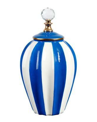 Mark Roberts Large 13In Classic Stripe Vase With Lid