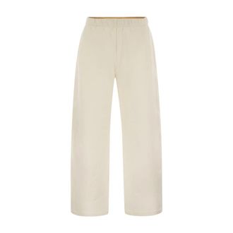 Max Mara Zijden en katoenen fleece broek - Dames - Wijde Broeken - Wit - XS - Katoen - Broeken