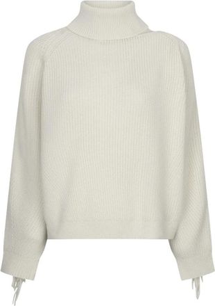 Dante6 Siega Trui met Franjes - Dames - Truien - Beige - Maat: L Wol