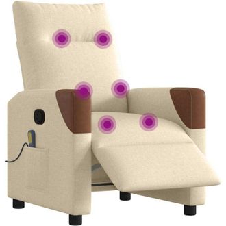 vidaXL Vidaxl - Sill&oacute;n Reclinable De Masaje El&eacute;ctrico Tela Color Crema