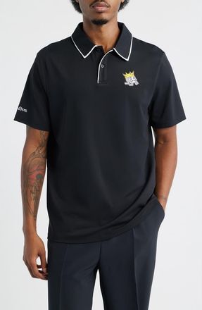 Malbon Golf Fairway Monarch Piqué Performance Golf Polo in Black at Nordstrom, Size Xx-Large