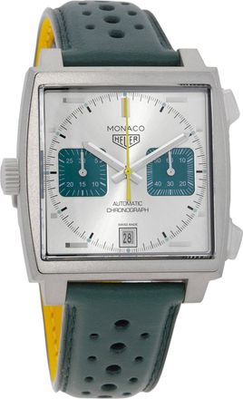Tag Heuer Monaco Chronograph Automatic Silver Dial Mens Watch CAW218E.FC6565