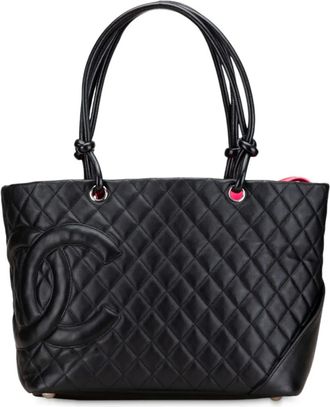 Chanel 2004-2005 Large Quilted Calfskin Cambon Ligne tote bag - Black