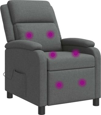 vidaXL Silla De Masajes Reclinable Gris Oscuro Tela Vidaxl