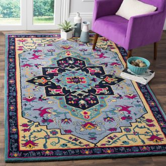 Safavieh Bellagio Hand Made Area Rug, Light Blue / Multi Traditional Style Non-Shedding