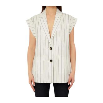 Liu Jo Blazers, female, White, Size: 2XS Gilet in misto lino