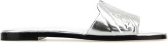 Alexander McQueen Zilveren Leren Instap Pantoffels - Dames - Sandalen - Grijs - 36 EU - Schoenen