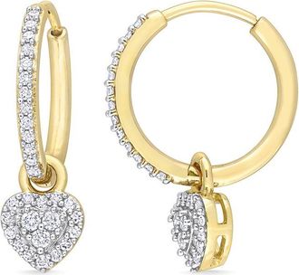 Rina Limor 10K 0.36 Ct. Tw. Diamond Heart Huggie Earrings