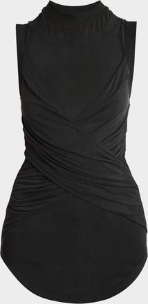 Balmain Double-Collar Twisted Tank Top