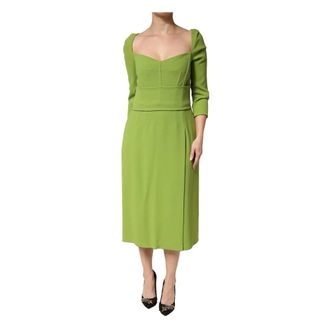 Dolce & Gabbana Midi Dresses, female, Green, Size: XL Sweetheart Neckline Midi Dress