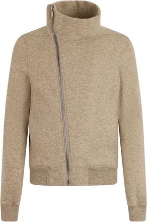 Rick Owens Asymmetrische Rits Jas - Heren - Vesten met rits - Beige - S - Katoen - Hoodies & sweatvesten