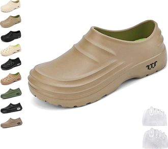 Generic Clogs for Women Men, Chef Shoes, Non-Slip Comfort Clogs, Chef Shoes for Women Nurses (Khaki,5)