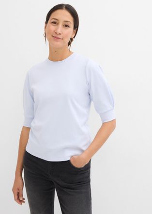 Bonprix T-Shirt BONPRIX, Damen, Gr. 52/54 (XXL), zartblau, Jersey, Obermaterial: 100% Baumwolle, unifarben, oversize h&uuml;ftbedeckend, Rundhals, angesetztes B&uuml;nd