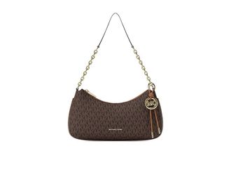 Michael Kors Nolita Medium Chain Pouchette Shoulder Womens Handbags Brown/Acorn : MD, Leather/Polyester
