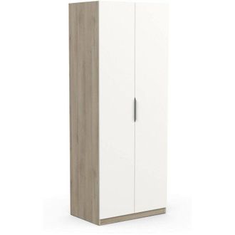 Dmora Guardaroba 2 ante Isere, Mobile camera da letto, Cabina armadio portabiti, Armadio appendiabiti, 79x51 h203 cm, Rovere e Bianco opaco - Dmora