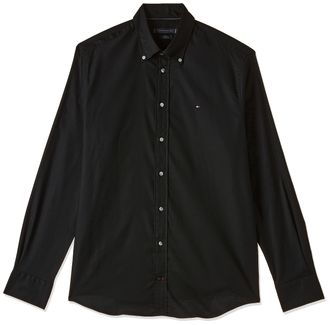 Tommy Hilfiger Mens Shirt Oxford Regular Fit Long Sleeve, Black (Black), 40W
