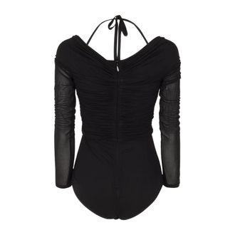 Zimmermann Long Sleeve Tops, female, Black, Size: XS Draped Bodysuit Top