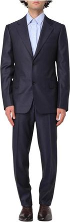 Emporio Armani Blauw Tweedelig Formeel Pak - Heren - Business pakken - Blauw - 2XL - Tweed - Kostuums