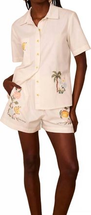 Dress To Tropical Embroidered Shorts In White